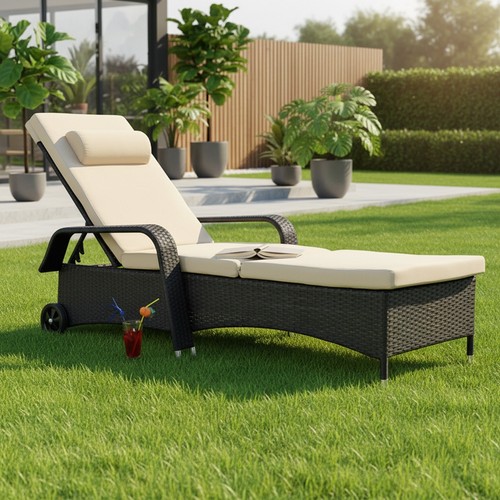 Rattan loungeliege verstellbar - loungeliege,